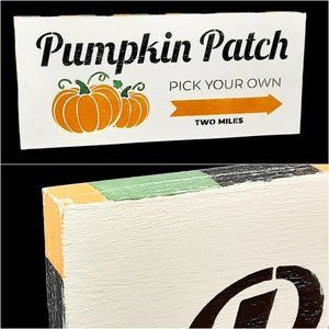 Farm Fresh Pumpkins Painted Wood Sign Fall Decor 16" Crafted Autumn Shelf Leaner